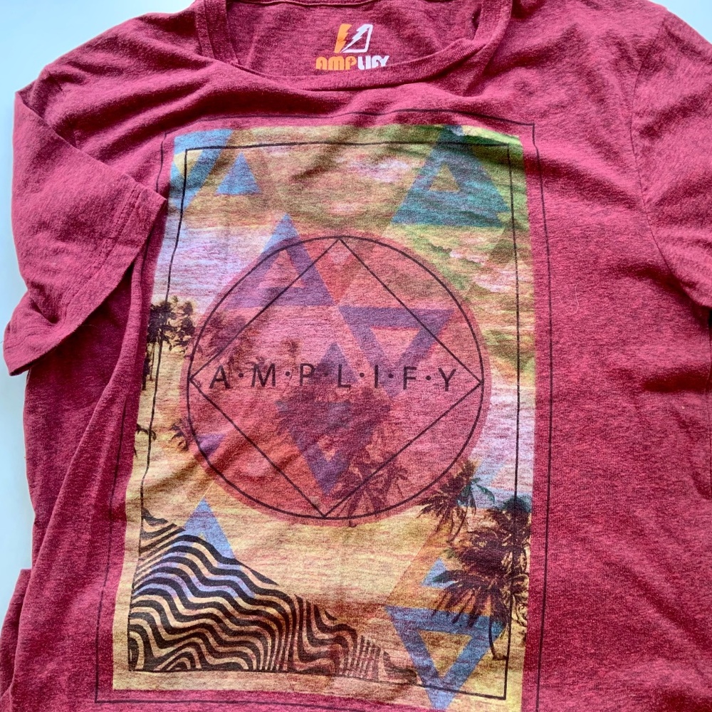 YOUNG MENS TEENS AMPLIFY TSHIRT SIZE M RED FULL FRONT GRAPHIC SKATE